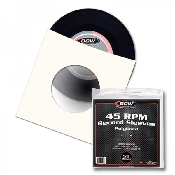 BCW Paper Record Sleeves 45 RPM-Polylined (50 ct.)