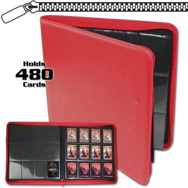 BCW Zipper-Folio 12-Pocket LX Portfolio Red