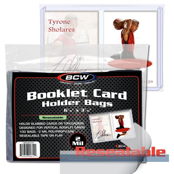 BCW Booklet Card Holder Bags Reseal. verti(100ct.)