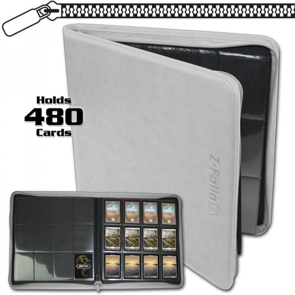 BCW Zipper-Folio 12-Pocket LX Portfolio White