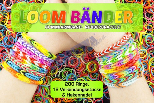Loom Bands - Beutel mt 36 Packs à 200 Stück mix
