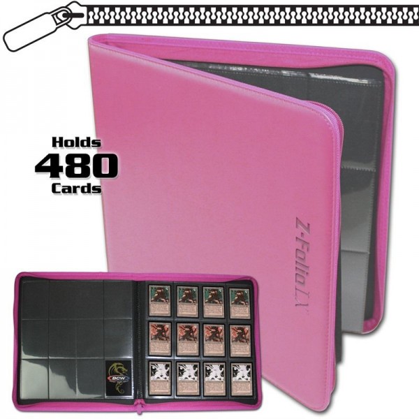 BCW Zipper-Folio 12-Pocket LX Portfolio Pink
