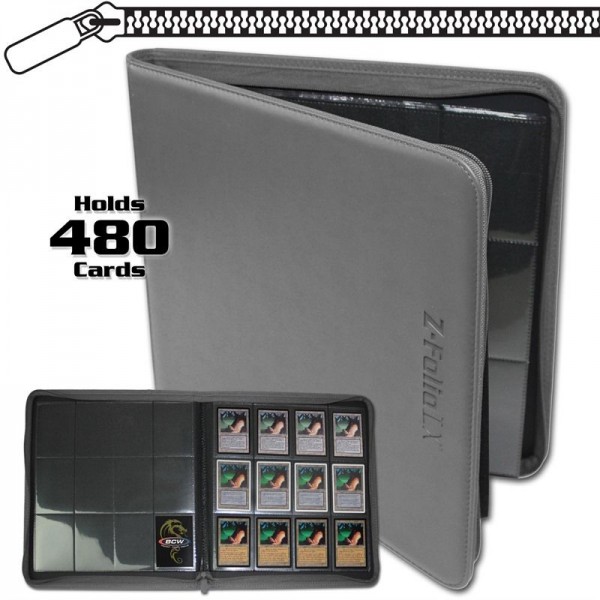 BCW Zipper-Folio 12-Pocket LX Portfolio Gray