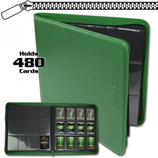 BCW Zipper-Folio 12-Pocket LX Portfolio Green