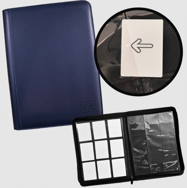 TCG Guru 9-Pocket Zipper Leather Binder Blue