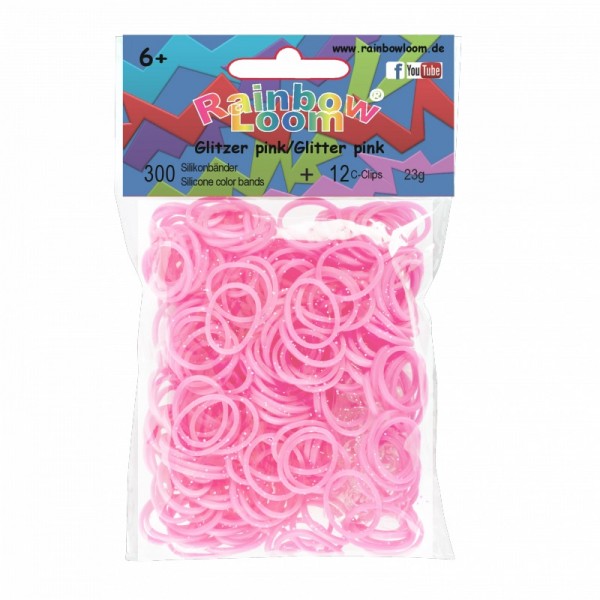 Rainbow Loom - 300 Bänder Glitzer Pink (15 ct.)
