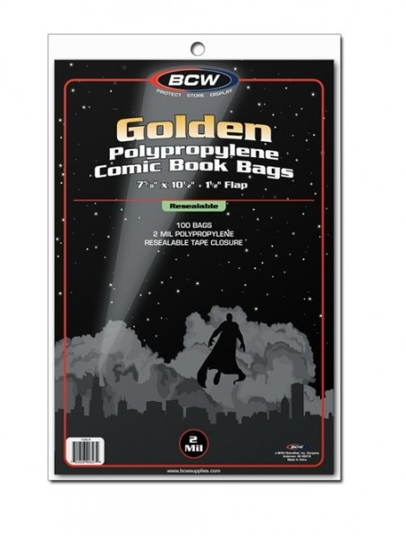 BCW Resealable Golden Comic Book Bags (100 ct.)