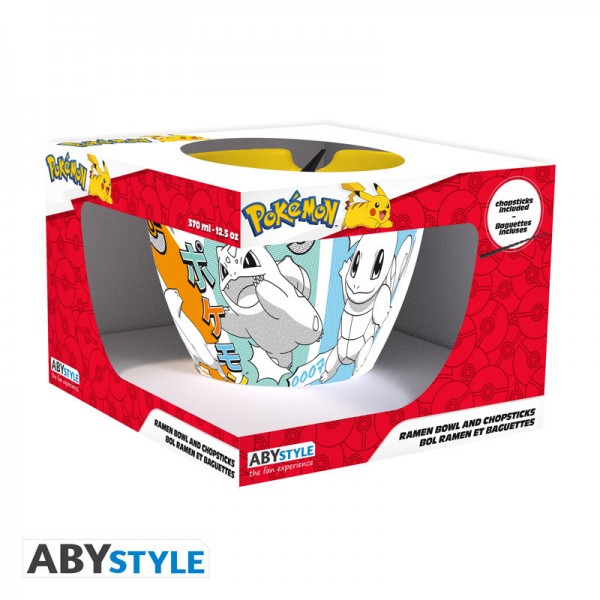 Pokémon Ramen Bowl with chopsticks "Starters Manga