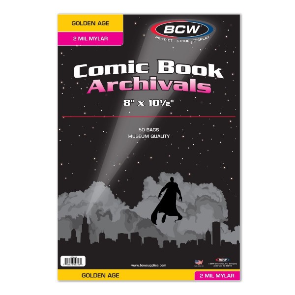 BCW Mylar® Golden Comic Book Bags (50 ct.) 2-Mil
