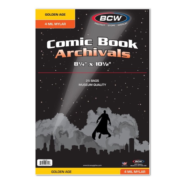 BCW Mylar® Golden Comic Book Bags (25 ct.) 4-Mil