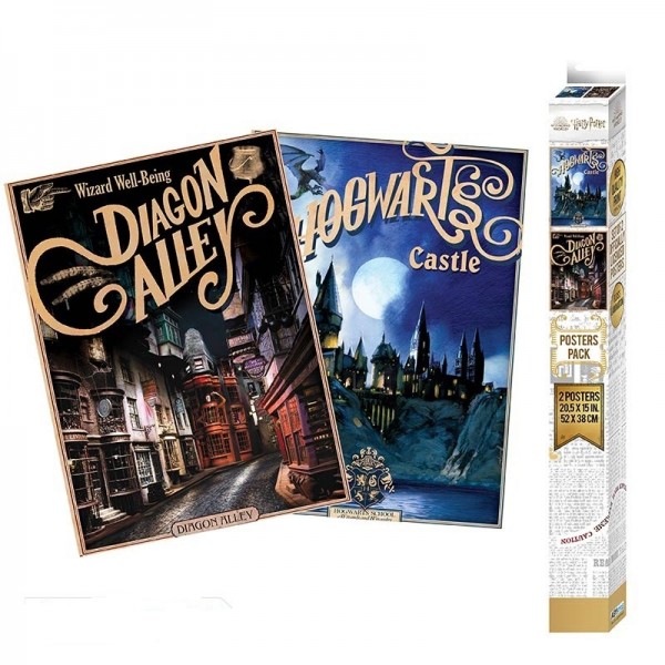 Harry Potter Wallscroll Retro Hogwarts&Diagon2Pack