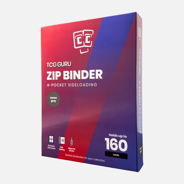 TCG Guru 4- Pocket Toploader Zip Binder Xenon Grey