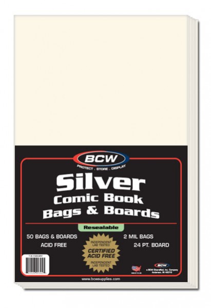 BCW Resealable Silver Comic Bags & Boards (50 ct.)