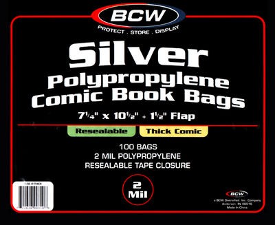 BCW Resealable Thick Comic Bags Silver (100 ct.)